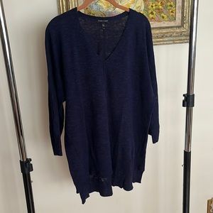 Navy Eileen Fisher v-neck sweater.